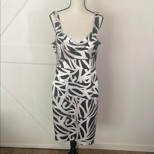 White House Black Market Black and White Sheath Midi Dress